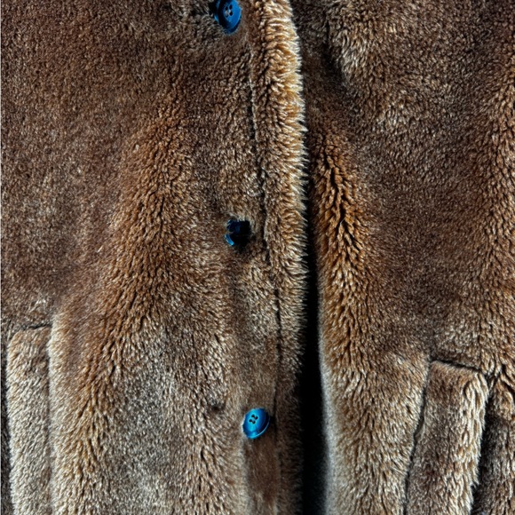 MANGO Faux fur teddy coat - cognac brown size L - Picture 2 of 9
